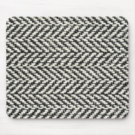 Herringbone Tweed Rustic Black & White Knit Print Muismat (Voorkant)