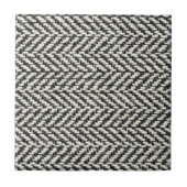 Herringbone Tweed Rustic Black & White Knit Print Tegeltje (Voorkant)