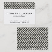 Herringbone Tweed Rustic Black & White Knit Print Visitekaartje (Voorkant / Achterkant)