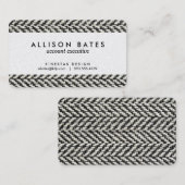 Herringbone Tweed Rustic Black & White Knit Print Visitekaartje (Voorkant / Achterkant)