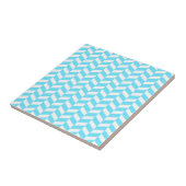 Herringbone White Bright Blue Summer Mod Pattern Tegeltje (Zijkant)