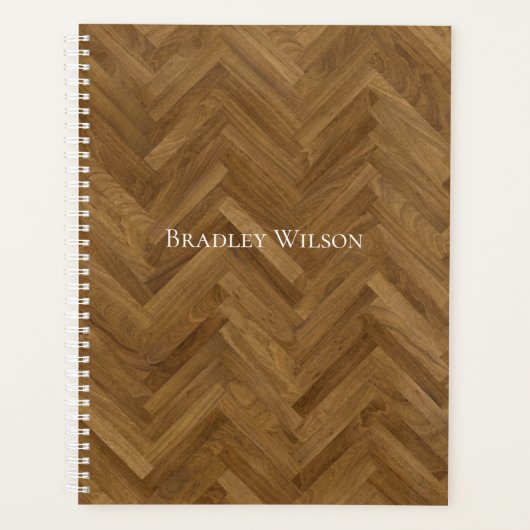 Herringbone Wood Carpenters Aangepaste jaarplannin Planner (Voorkant)