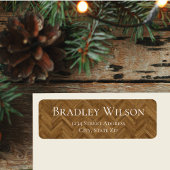 Herringbone Wood Grain Return Address-label Etiket