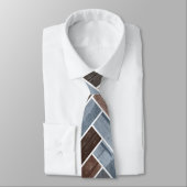 Herringbotpatroon in Blue Brown Grey Stropdas (Gebonden)