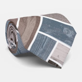 Herringbotpatroon in Blue Brown Grey Stropdas (Opgerold)
