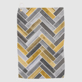 Herringbotpatroon in grijs en geel golfhanddoek (Voorkant)