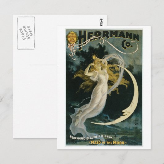 Herrmann ~ Maid of the Moon  Magicia Act Briefkaart (Voorkant / Achterkant)