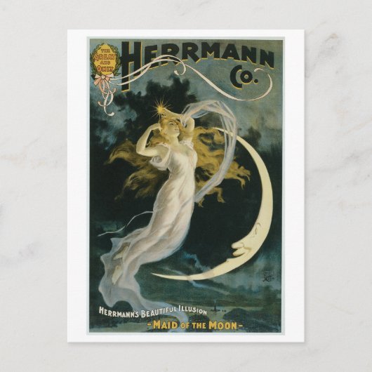 Herrmann ~ Maid of the Moon  Magicia Act Briefkaart (Voorkant)