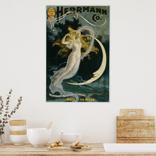 Herrmann ~ Maid of the Moon  Magicia Act Poster (Keuken)