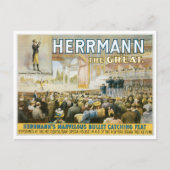 Herrmann The Great ~  Bullet Catching Act Briefkaart (Voorkant)