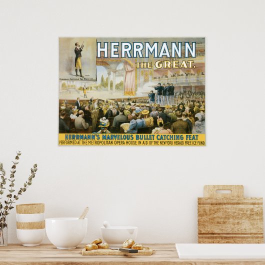 Herrmann The Great ~ Bullet Catching Act Poster (Keuken)