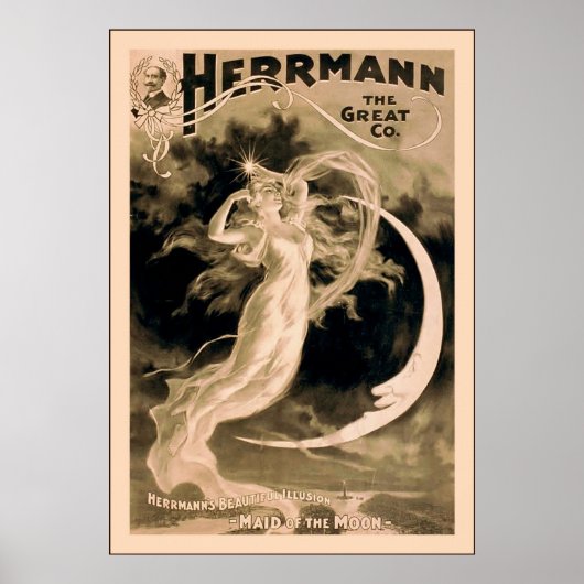 Herrmann the Great Co. ~ 1898 ~  Magicien Poster (Voorkant)