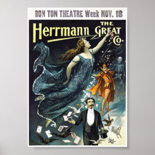 Herrmann The Great Gerenoveerde Vintage Reisposter Poster