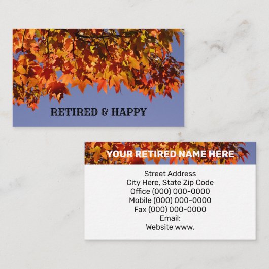 HERROEPDE Happy visitekaartjes Aangepaste herfst b (Voorkant / Achterkant)