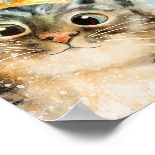 Herrschende Katze mit Krone und Zepter Poster (Hoek)