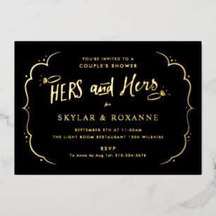 Hers and Hers Gay Koppels Bruiloft Goud Folie Uitnodiging