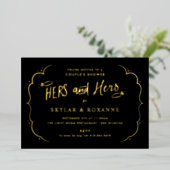 Hers and Hers Gay Koppels Bruiloft Goud Folie Uitnodiging (Staand Voorkant)