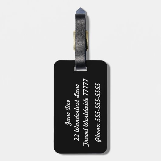 Hers Black en White Bagagelabel (Achterkant verticaal)