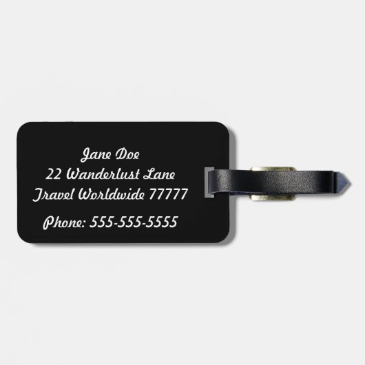 Hers Black en White Bagagelabel (Achterkant horizontaal)