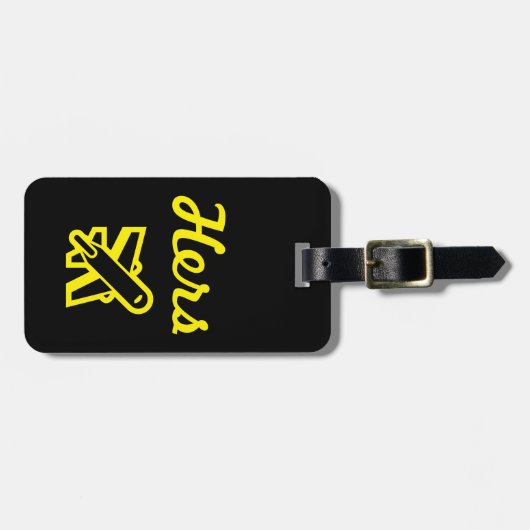 Hers Black en Yellow Bagagelabel (Voorkant horizontaal)