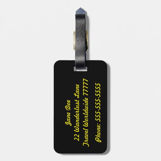 Hers Black en Yellow Bagagelabel (Achterkant verticaal)