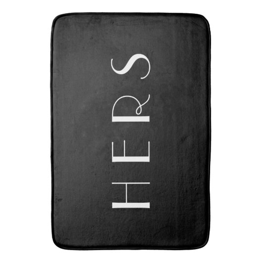 Hers Black Monogram Minimal White Typografie Badmat (Voorkant Verticaal)