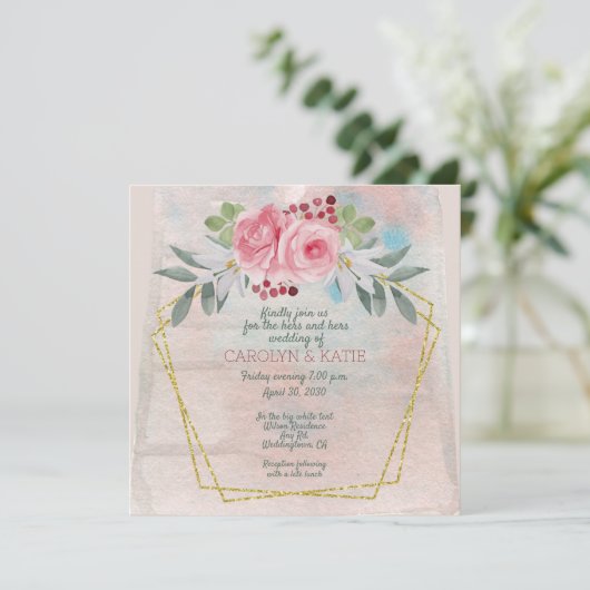 Hers en Hers Roze en Gold Geometric (Staand voorkant)