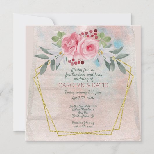 Hers en Hers Roze en Gold Geometric (Voorkant)