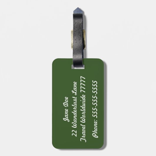 Hers Forest Green en White Bagagelabel (Achterkant verticaal)