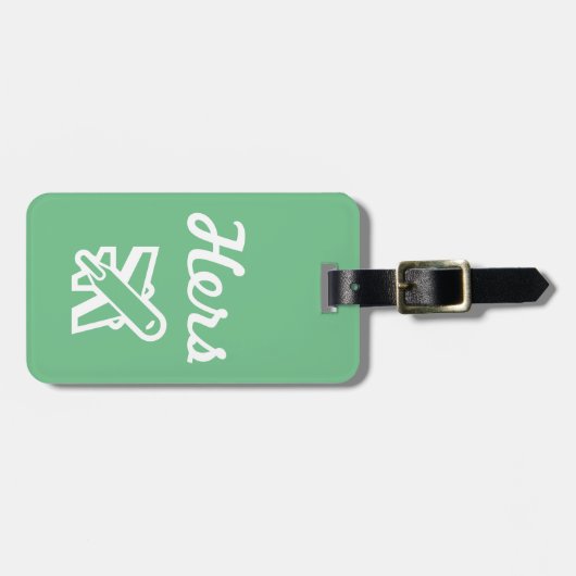 Hers Green en White Bagagelabel (Voorkant horizontaal)