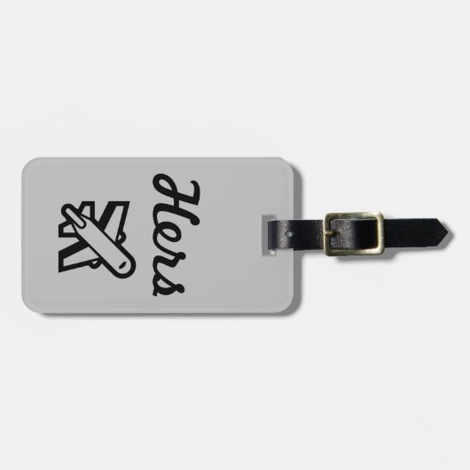 Hers Grey and Black Bagagelabel (Voorkant horizontaal)