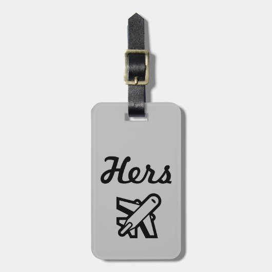 Hers Grey and Black Bagagelabel (Voorkant verticaal)