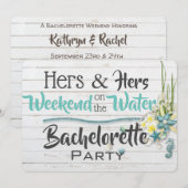 Hers & Hers "Water" Bachelorette Party Invitation Kaart (Voorkant / Achterkant)