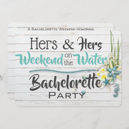 Hers & Hers "Water" Bachelorette Party Invitation Kaart (Voorkant / Achterkant)