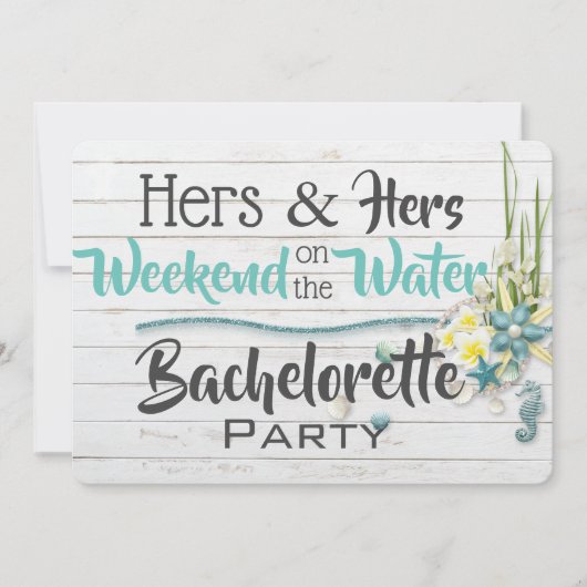 Hers & Hers "Water" Bachelorette Party Invitation Kaart (Voorkant)