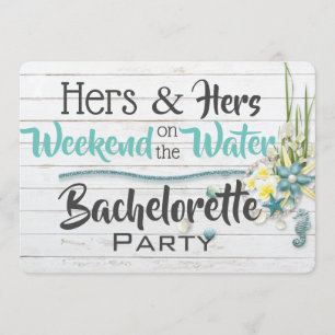 Hers & Hers "Water" Bachelorette Party Invitation Kaart
