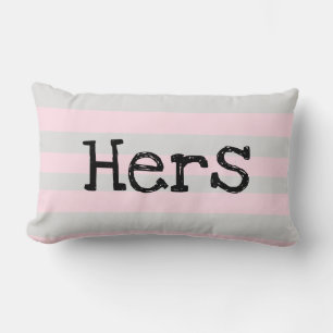 HERS "I Love Him" Roze en grijze zachte pastelkuss Kussen