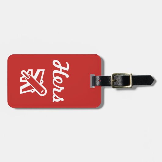 Hers Rood en Wit Bagagelabel (Voorkant horizontaal)