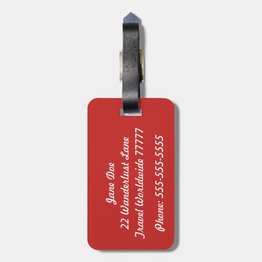 Hers Rood en Wit Bagagelabel (Achterkant verticaal)