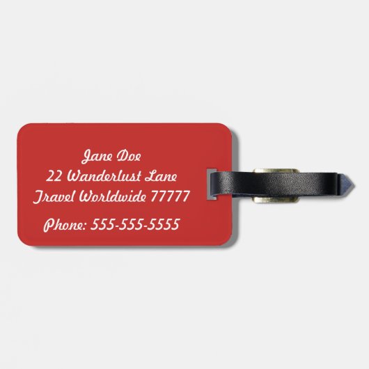 Hers Rood en Wit Bagagelabel (Achterkant horizontaal)