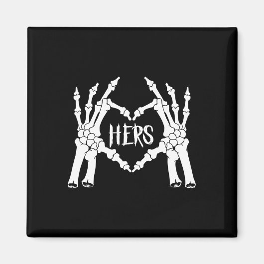 Hers Skelet Hand Hart Kleding Mannen Funny Hallow Magneet (Voorkant)