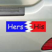 Hers & Zijne, Blauw & Rood Bumpersticker (Op auto)