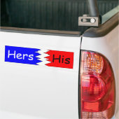 Hers & Zijne, Blauw & Rood Bumpersticker (Op Truck)