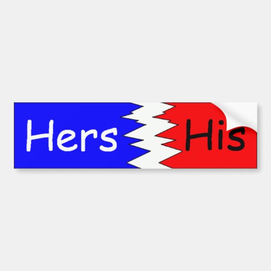 Hers & Zijne, Blauw & Rood Bumpersticker (Voorkant)