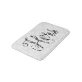 Hers-Zwart Moderne Tekst & Witte Damaskers Badmat (Gekanteld)