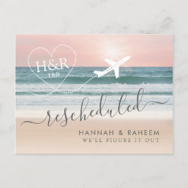 Herscheduled Beach Wedding Notification Briefkaart