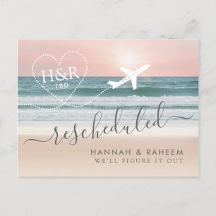 Herscheduled Beach Wedding Notification Briefkaart