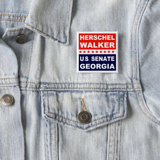 Herschel Walker US Senate Georgia 2022 Vierkante Button 5,1 Cm (In situ)