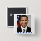 HERSELECTEERDE OBAMA 2012 VIERKANTE BUTTON 5,1 CM (Voorkant /achterkant)