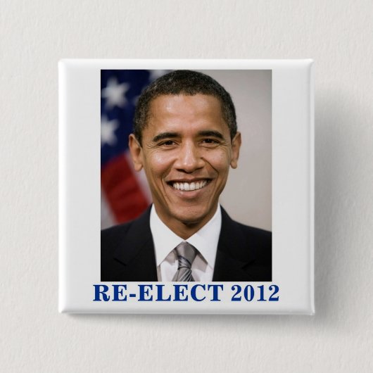 HERSELECTEERDE OBAMA 2012 VIERKANTE BUTTON 5,1 CM (Voorkant)